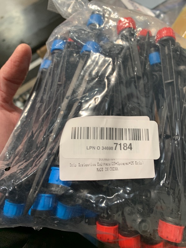 Photo 1 of Drip Irrigation Emitters with Adjustable 360 Degree Water Flow Drippers for 1/4 inch Tubing,25pcs Garden Drippers Sprayer 25pcs Drip Irrigation Emitters Perfect(50pcs-Colorful*25 Sprayer*25 Drip)