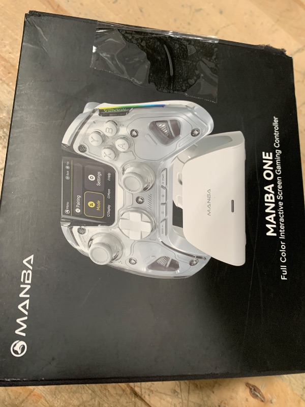 Photo 1 of ManbaOne Interactive Screen Wireless Gaming Controller for PC/Switch/iOS/Android,Hall Effect Stick & Trigger,RGB Lighting,Remappable Buttons,1800mAh with Charging Dock (White)
