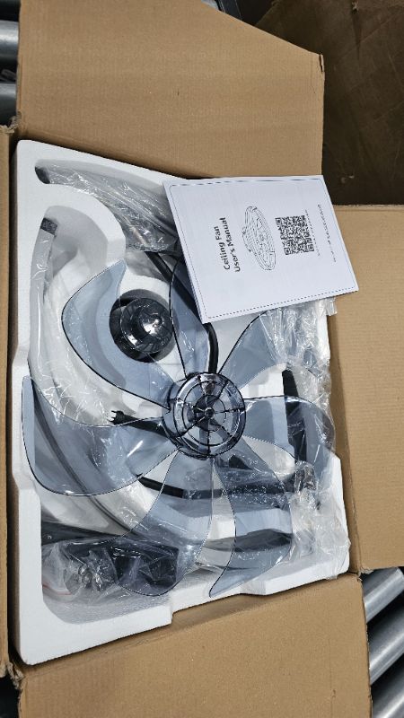 Photo 1 of ZMISHIBO Ceiling Fans with Lights and Remote, 19.7'' Low Profile Ceiling Fan, 3000-6000K Dimmable Modern Flush Mount LED Fan Light, 6 Wind Speeds, Black Fandelier Ceiling Fans for Bedroom