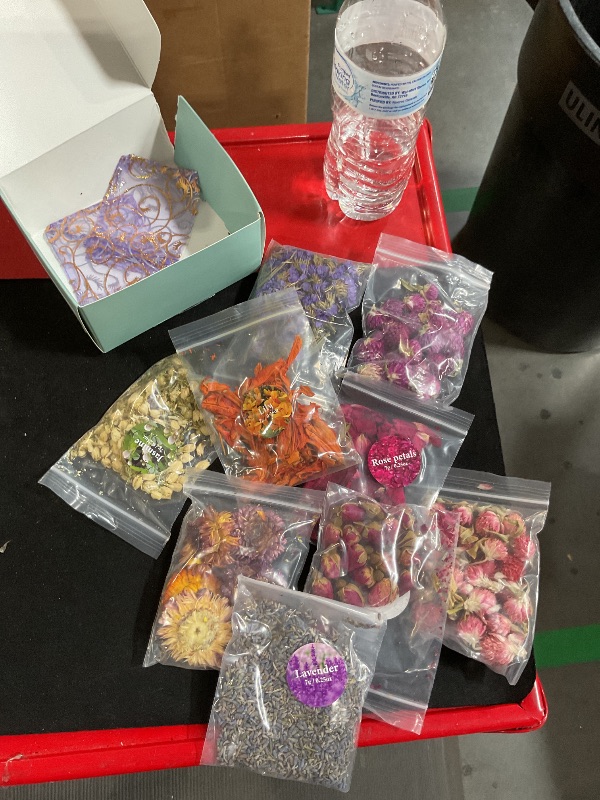 Photo 1 of 9 Bags Dried Flowers,100% Natural Dried Flowers Herbs Kit for Soap Making, DIY Candle Making,Bath - Include Rose Petals,Lavender,Don't Forget Me,Lilium,Jasmine,Rosebudsand More
