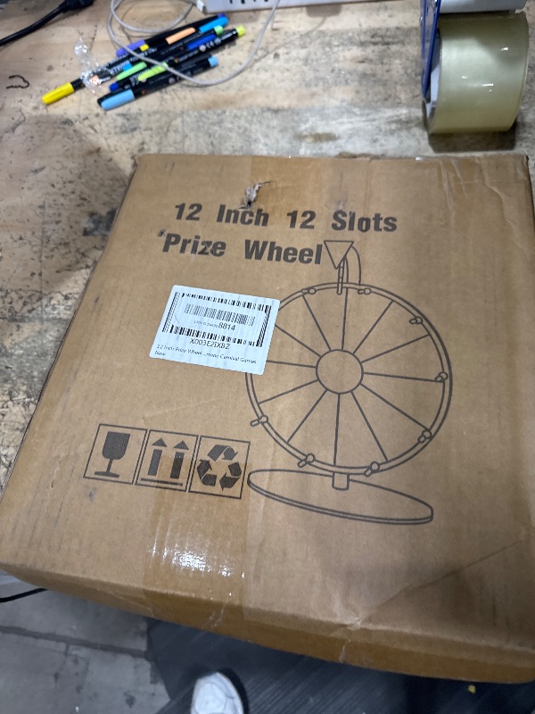 Photo 1 of 12" Prize Wheel Heavy Duty, Dual Use Spinning Wheel Tabletop, 12 Slots Color Spinner Wheel, Editable Raffle Wheel with Dry Erase Markers & Eraser for Fortune Carnival Games