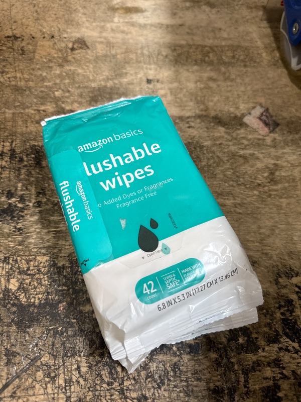 Photo 1 of MISSING 1 PK- Amazon Basics Adult Wet Wipes Flushable Fragrance Free, 126 Count (3 Packs of 42) Packaging May Vary