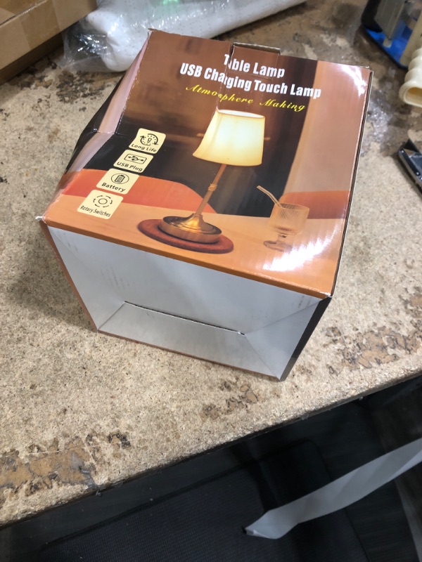 Photo 1 of Rechargeable Battery Powered Table Lamp, Wireless LED Lamps, Cordless Touch Lamps, Stepless Dimmable Bedside Lamps, Night Lamp for Bedroom, Dinning Room, Kitchen Decor, Office (Bronze)