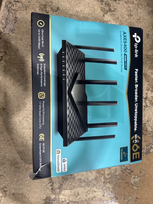 Photo 1 of TP-Link AXE5400 Tri-Band WiFi 6E Router (Archer AXE75)- Gigabit Wireless Internet Router, ax Router for Gaming, VPN Router, OneMesh, WPA3, Black