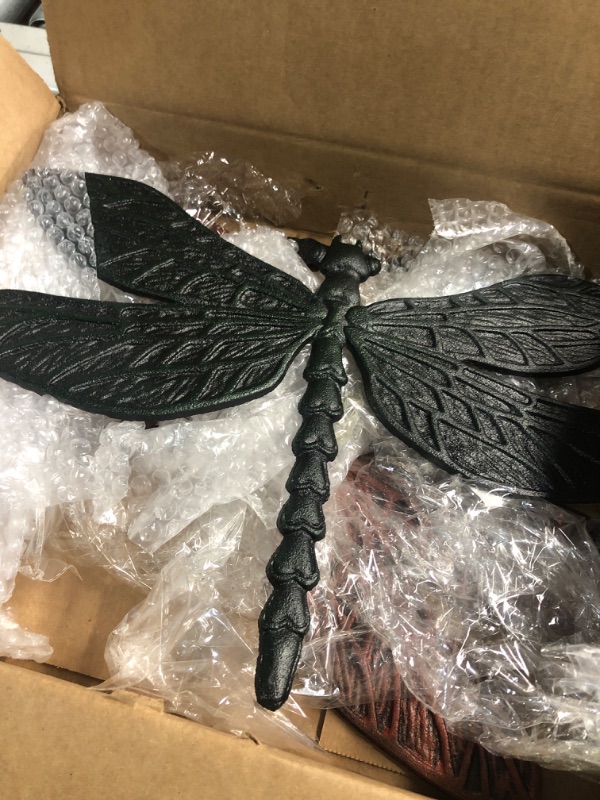 Photo 1 of (one is badly damaged) Transpac Whimsical Urban Boho Dragonfly Shaped 15.75 x 11 Cast Iron Decorative Outdoor Garden Paver 