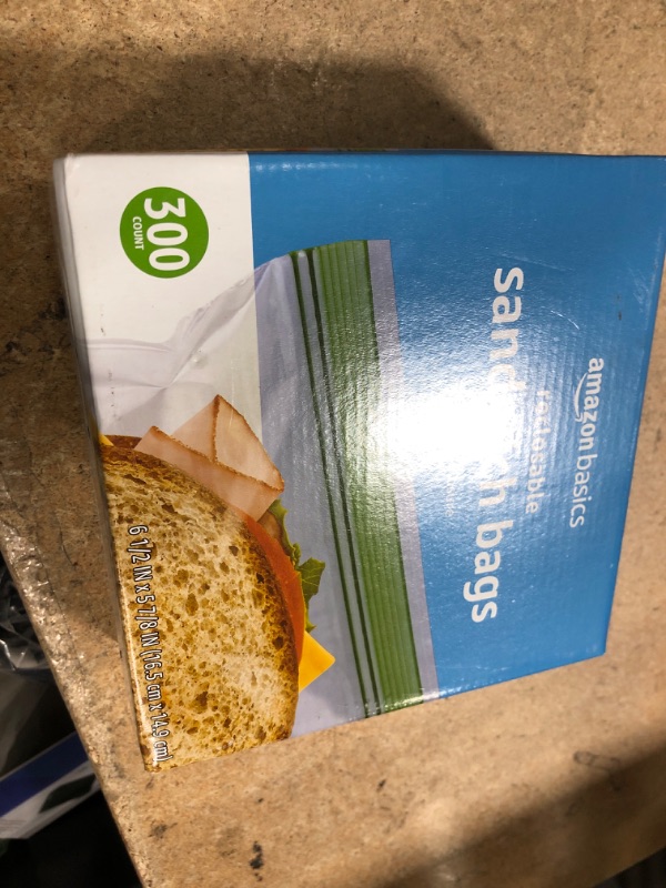 Photo 1 of Amazon Basics Sandwich Storage Bags, 300 Count (Previously Solimo)