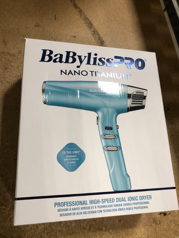 Photo 1 of BaBylissPRO Hair Dryer, Nano Titanium Dual Ionic Blow Dryer, Hair Styling Tools & Appliances, BNT9100