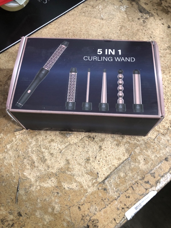 Photo 1 of 5 in 1 Curling Wand Set, Lopeie Curling Iron with New Upgraded Thermal Brush and 4 Interchangeable Ceramic Barrels(0.35”-1.25”), Fast Heating, Include Heat Protective Glove & 2 Clips & Hair Brush
