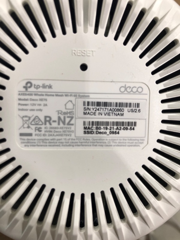 Photo 1 of TP-Link Deco AXE5400 Tri-Band WiFi 6E Mesh System - Wi-Fi up to 7200 Sq.Ft, Engadget Rated Best Mesh For Most People, Replaces WiFi Router and Extender, AI-Driven Mesh New 6GHz Band, 3-Pack(Deco XE75)