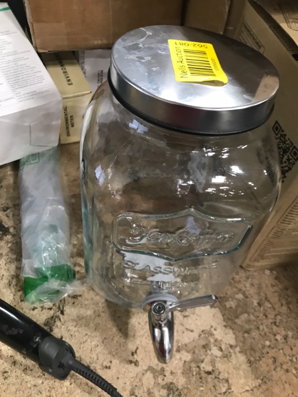 Photo 1 of 1 Gallon Drink Dispenser with Spigot 18/8 Stainless Steel – Airtight & Leakproof Glass Sun Tea Jar with Anti-Rust Lids, Beverage Dispenser for Parties - Laundry Detergent Holder
