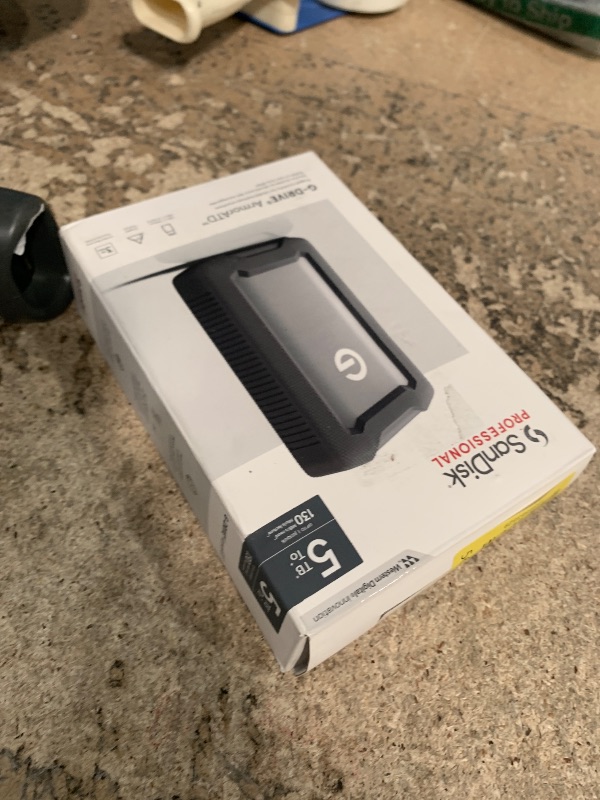 Photo 1 of (PARTS) (DONES'T SHOW UP) SanDisk Professional 5TB G-Drive ArmorATD - Rugged, Durable Portable External Hard Drive HDD, USB-C, USB 3.2 Gen 1 - SDPH81G-005T-GBA1D