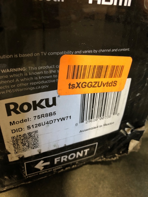 Photo 1 of ** ONLY PARTS /  BROKEN  SCREEN / FINALL SALE NO RETURN ** Roku Smart TV – 75-Inch Pro Series 4K QLED RokuTV with Backlit Roku Voice Remote Pro, Dolby Vision IQ, 120Hz Refresh Rate – Live Local News, Sports, Gaming