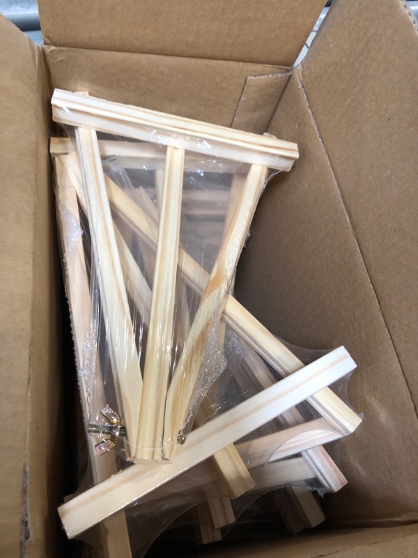 Photo 1 of 12 Pack 9 Inch Wood Easels, Easel Stand for Painting Canvases, Art, and Crafts, Tripod, Painting Party Easel, Kids Student Tabletop Easels for Painting, Portable Canvas Photo Picture Sign Holder
