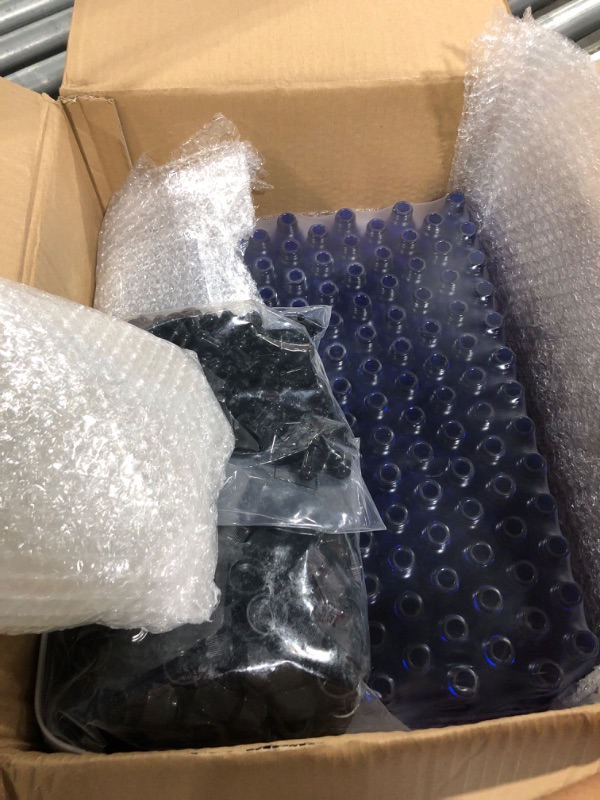 Photo 1 of ** MISSING PARTS ** Tanlade 200 Pack 15ml Dark Dropper Bottles 1/2 oz Glass Dropper Bottles Brown Tincture with Eye for Essential Oils Liquids Perfumes Lab Chemicals and Travel(Blue)