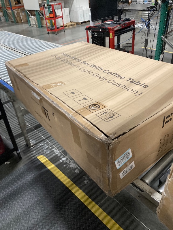 Photo 1 of ***Missing Box 3 Of 3*** Outdoor Patio Furniture Set with Coffee Table, Rattan Deck Conversation Sofa Set, All-Weather Sectional Rattan, Porch, Poolside, Brown + Beige