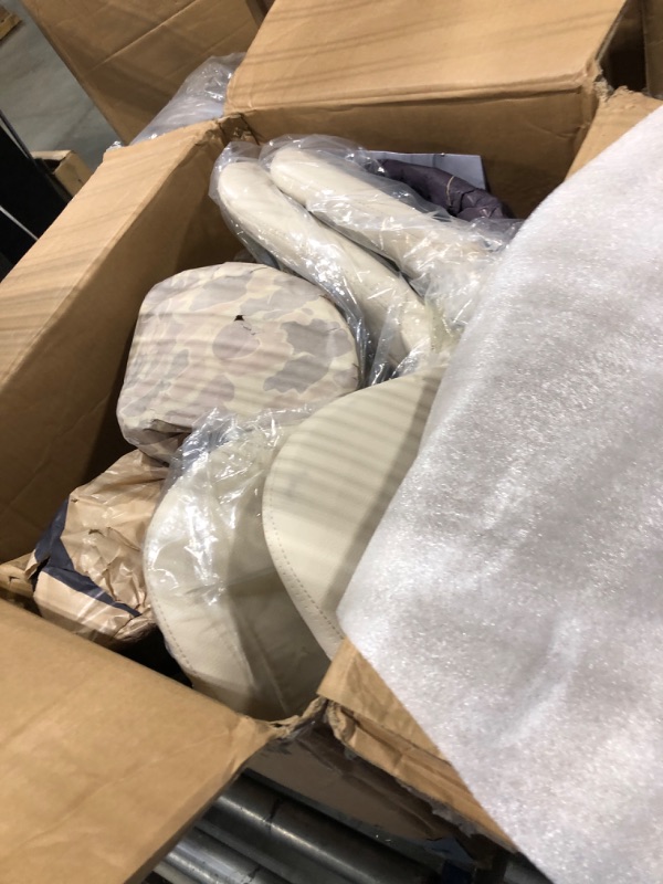 Photo 1 of ***Missing Hardware - Sold as Parts*** Shintenchi Bar Stools Set of 2 Modern Swivel Bar Chairs, Counter Height Faux Leather Metal Barstools, Upholstered Island Chairs with Back and Footrest, Beige