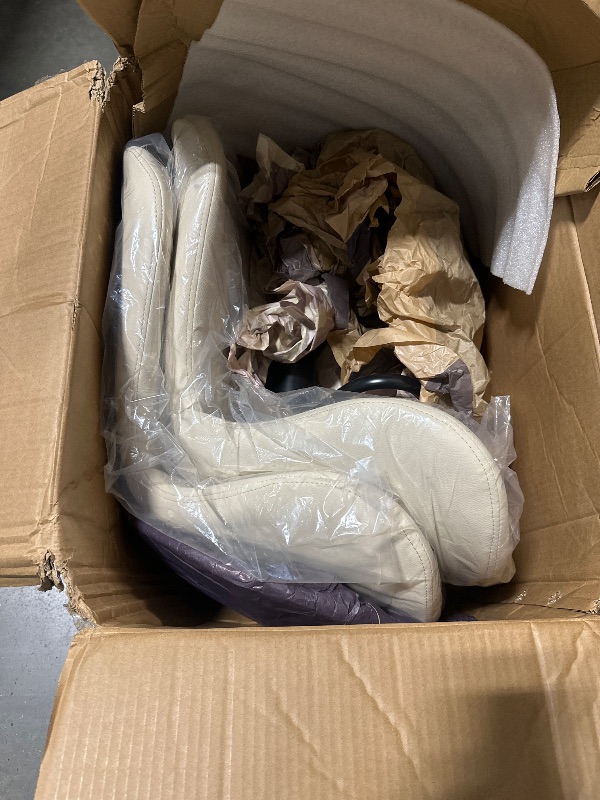 Photo 1 of ***Missing Hardware - Sold as Parts*** Shintenchi Bar Stools Set of 2 Modern Swivel Bar Chairs, Counter Height Faux Leather Metal Barstools, Upholstered Island Chairs with Back and Footrest, Beige