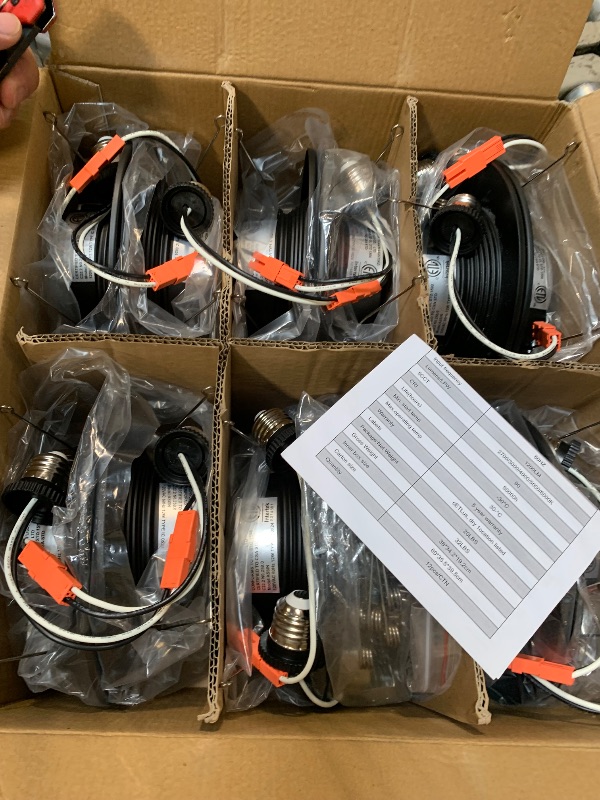 Photo 1 of 12 Pack 5/6 Inch Black LED Can Lights Retrofit Recessed Lighting, 5CCT 6 Inch Recessed Lights Selectable 2700K-6000K Dimmable, 12W=75W, 1200LM Downlight with Metal Smooth Trim-ETL and Energy Star