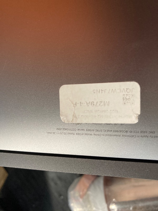Photo 1 of **MISSING CHARGER CORD** 2022 Apple MacBook Pro Laptop with M2 chip: 13-inch Retina Display, 8GB RAM, 256GB ???????SSD ???????Storage, Touch Bar, Backlit Keyboard, FaceTime HD Camera. Works with iPhone and iPad; Space Gray