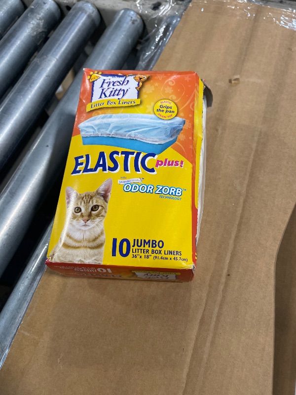 Photo 1 of 10 Count Fresh Kitty Litter Box Liners Durable, Easy Clean Up Elastic Jumbo Scented Odor Zorb Litter Pan Box Liners, Bags for Pet Cats