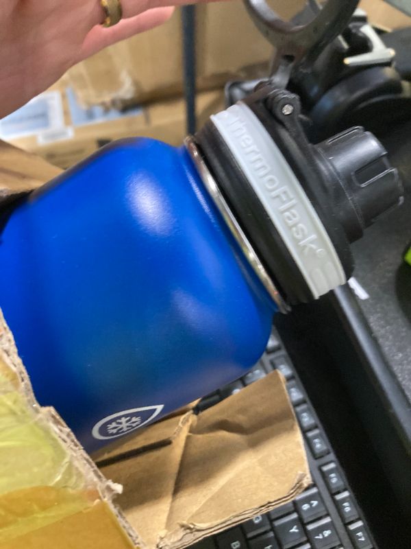 Photo 1 of ***DAMAGED***SEE PICS**ThermoFlask 40 oz Double Wall Vacuum Insulated Stainless Steel Water Bottle with Spout and Straw Lids, Cobalt