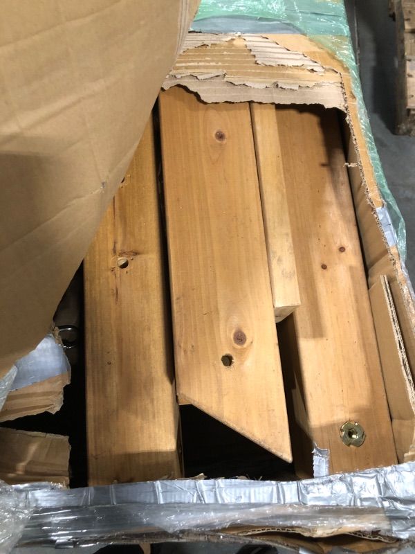 Photo 1 of ** PARCIAL SET BOX 1 OF 2** Backyard Discovery Mount Mckinley Cedar Wood Swing Set with Wave Slide, Play Deck, Double Rock Wall, Rope Ladder, Web Swing, Belt Swings, Toy Telescope, Steering Wheel, Sandbox Area, Outdoor Playset