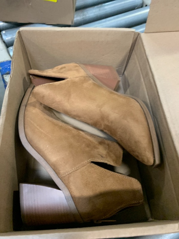 Photo 1 of DREAM PAIRS Women's Ankle Boots Chunky Heel Pointed Toe Short Booties Shoes, Size 8.5,LIGHT BROWN-SUEDE,SDAB2401W