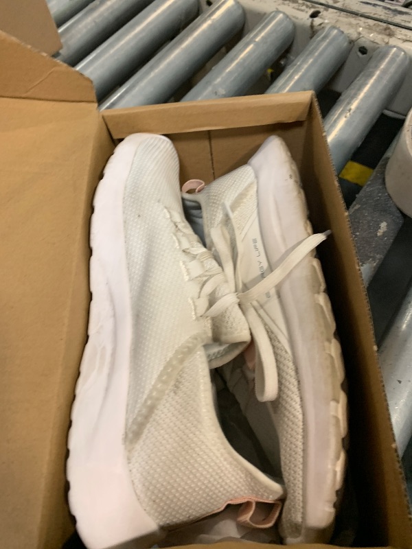 Photo 1 of ** VERY USED DIRTY** ALEADER Womens Tennis Shoes Slip On Nurse Shoes for Walking Running Trainning Wokout Sneakers White Peach Size 8.5 US