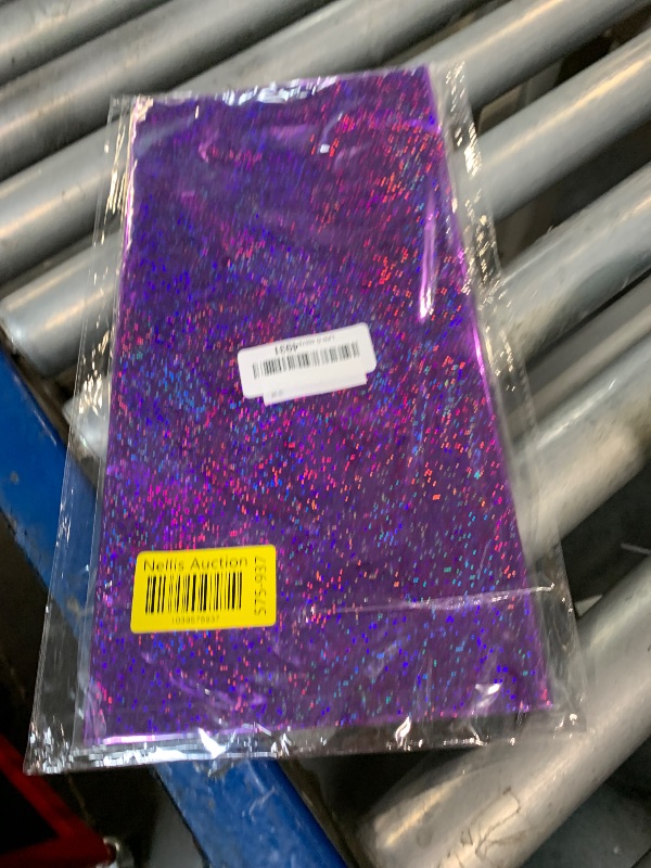 Photo 1 of ** ONLY 1 ** Purple Plastic Table Cloth Cover for Parties Disposable Laser Rectangle Table Covers Foil Tablecloth Iridescent Party Decoration Birthday Bridal Wedding Christmas (Purple, 2)