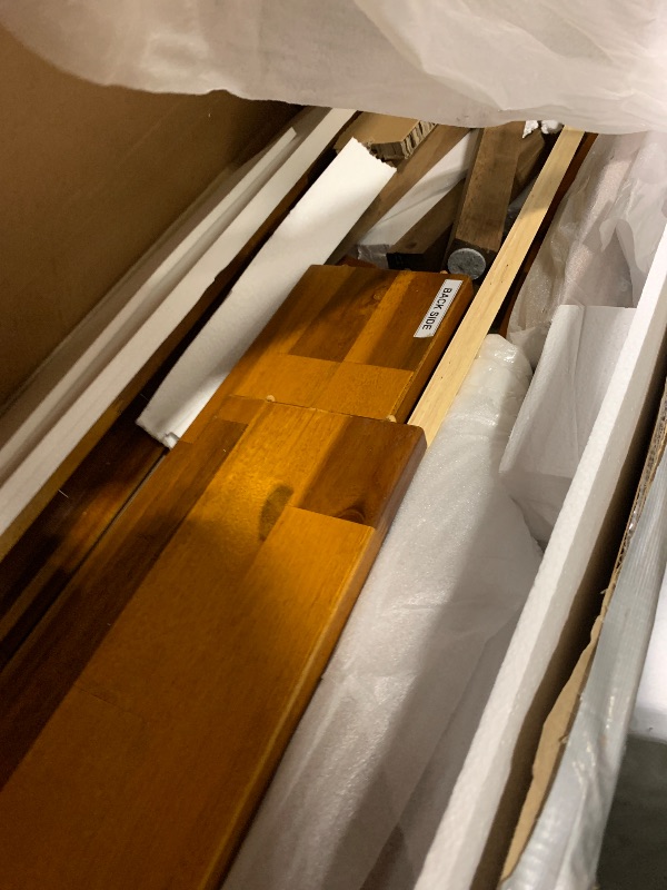 Photo 1 of ** VERY USED UNKNOWN MISSING PARTS** Acacia Emery Bed Frame with Headboard Solid Wood Platform Bed, Queen Size Bed Frame, Mid - Century Modern Wood Bed Compatible with All Mattresses, Easy Assembly, Non-Slip, Caramel.