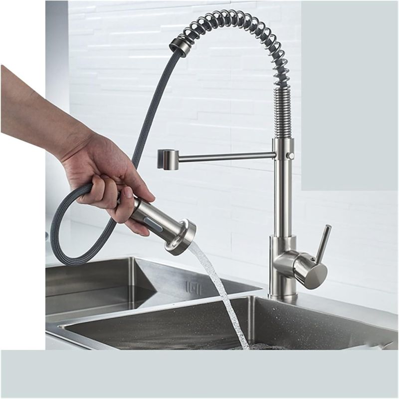 Photo 1 of **STOCK PHOTO REFERENCE ONLY, ITEM IS SIMILAR** Kitchen Pull Out Spring Faucet Countertop Mount Mixer Faucet 360° Swivel Stream Sprayer Nozzle Kitchen Sink Hot & Cold Water Faucet(Brushed Nickel)
