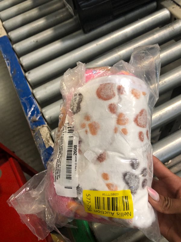 Photo 1 of 1 Pack 3 Blankets Super Soft Fluffy Premium Fleece Pet Blanket Flannel Throw for Dog Puppy Cat Paw Brown/Pink/White Small(23x16 inch)