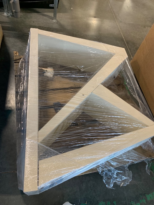 Photo 1 of ***PARTS ONLY AS IS DAMAGED AND MISSING CONNECTOR***HOMES: Inside + Out Naomi Modern Decorative Accent LED Console Table with W-Shaped Legs and Remote, Wood Entryway Furniture for Living Room, Hallway, Entrance, Small Spaces, Cream Weave