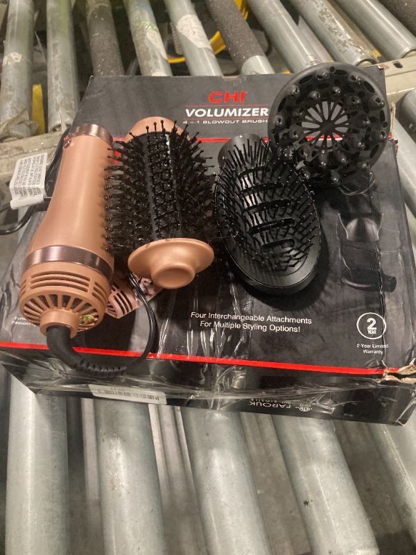 Photo 1 of ***ATTACHMENT MISSING***CHI Volumizer 4-in-1 Blowout Brush, Hair Dryer for Smooth, Silky & Shiny Hair, Four Interchangeable Attachments for Versatile Styling, Rose Gold