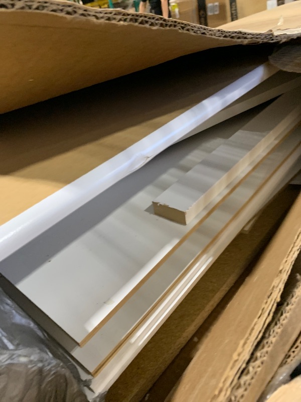 Photo 1 of  *** VERY USED MISSING  PARTS*** Prepac White Hall Tree, Shoe Cabinet, Storage Cabinet with 24 Shoe Cubbies and 6 Double Coat Hooks 15.5" D x 60" W x 77" H