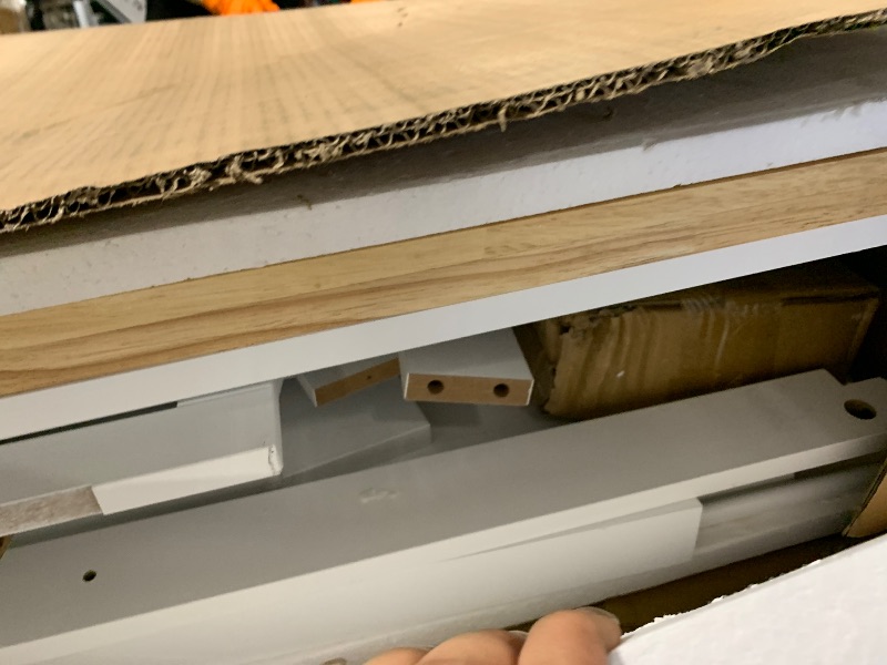 Photo 1 of ** VERY USED MISSING PARTS***       VEVOR Kitchen Island Cart with Solid Wood Top, 35.4" Width Mobile Carts with Storage Cabinet, Rolling Kitchen Table with Spice Rack, Towel Rack, and Drawer, Portable Islands on Wheels, White