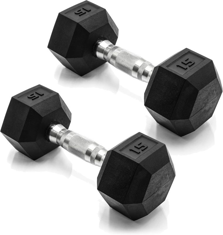 Photo 1 of  **1 SET OF 10LBS. AND 1 SET OF 15LBS.** Barbell Coated Dumbbell Weight | Pairs & Sets