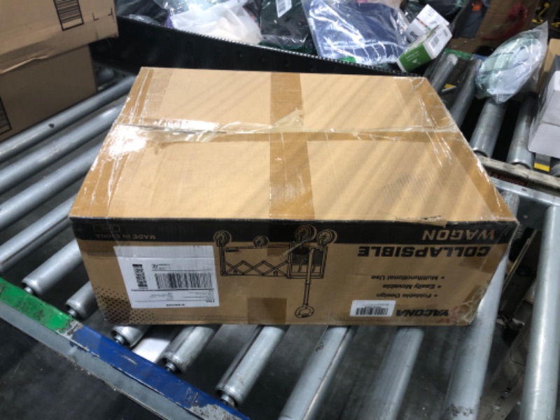 Photo 1 of *****USED-MISSING 2 WHEELS**
\Yozoia Wagons Carts Foldable, Lightweight Portable Utility Shopping Cart with Wheels, Folding Grocery Wagon Cart for Grocery, Camping, Shopping, Beach, Garden, Sports Black