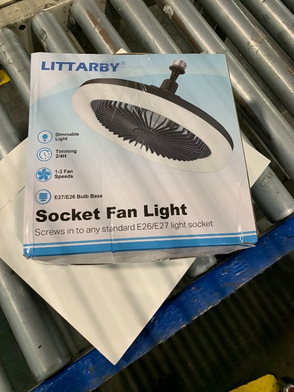 Photo 1 of ***MISSING HARDWARE***
Socket Fan Light with Remote Control, 3 Colors 3000K-6500K Dimmable LED Light Bulb Fan Screw in Ceiling Fan for Bedroom, Kitchen, Storage Room, Closet, Wireless Small Ceiling Fans with Lights - Black
