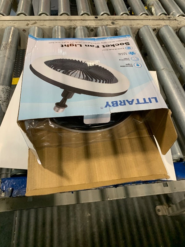 Photo 1 of ***MISSING HARDWARE***
Socket Fan Light with Remote Control, 3 Colors 3000K-6500K Dimmable LED Light Bulb Fan Screw in Ceiling Fan for Bedroom, Kitchen, Storage Room, Closet, Wireless Small Ceiling Fans with Lights - Black