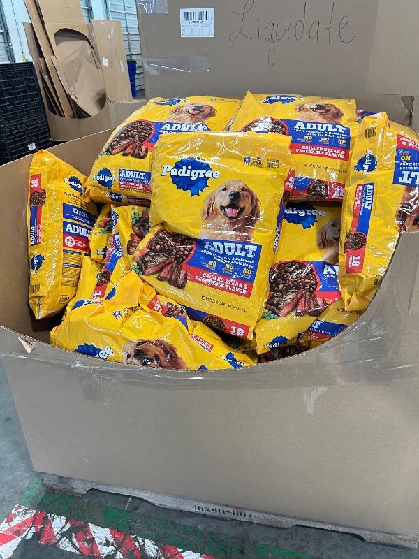 Photo 1 of **COMPLETE PALLET; FINAL SALE/NO RETURN***Pedigree Complete Nutrition Adult Dry Dog Food, Grilled Steak & Vegetable Flavor, 18 lb. Bag