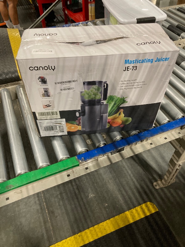 Photo 1 of Cold Press Juicer, 5.8" Wide Feed Chute Juice Extractor Machine with 400W, High Juice Yield, Slow Masticating Juicer for Whole Vegetables & Fruits, Black Gray