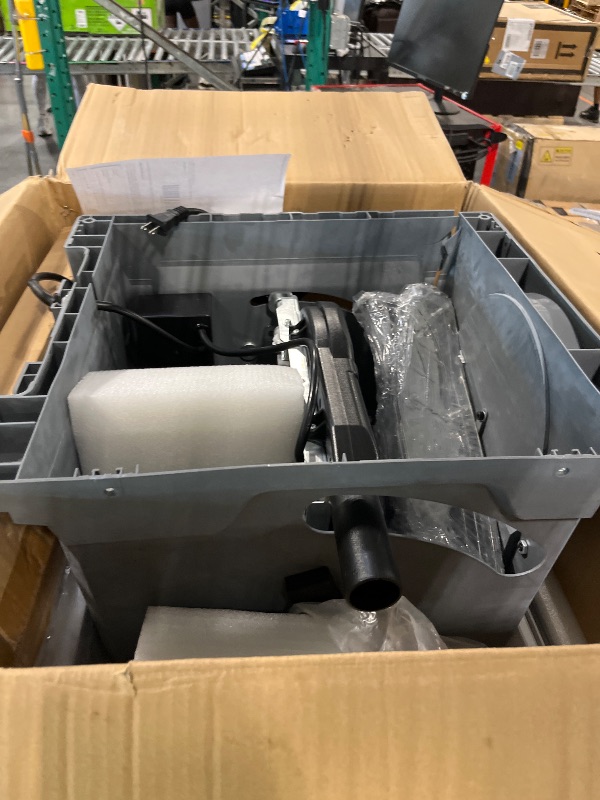 Photo 1 of ***Broken Base***GarveeTech Table Saw, 10 Inch 15A Multifunctional Saw With Stand & Push Stick, 90° Cross Cut & 0-45° Bevel Cut, 5000RPM, Adjustable Blade Height for Woodworking, Grey