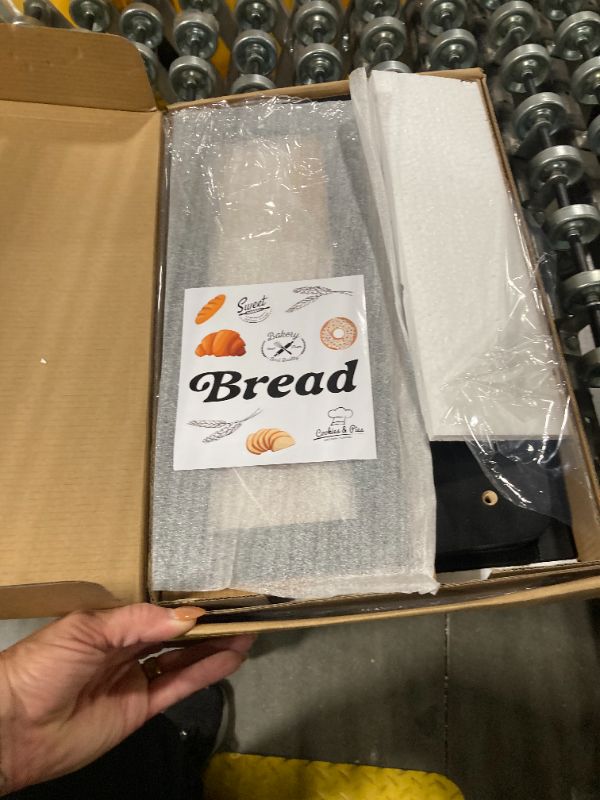 Photo 1 of ***MISSING INSTRUCTIONS***Goozii Black Bread Box for Kitchen Countertop, Vintage Wooden Counter Breadbox, Homemade Bread Storage Container for Sourdough Loaf, Small Farmhouse Corner Kitchen Countertop Organizer for Cabinet