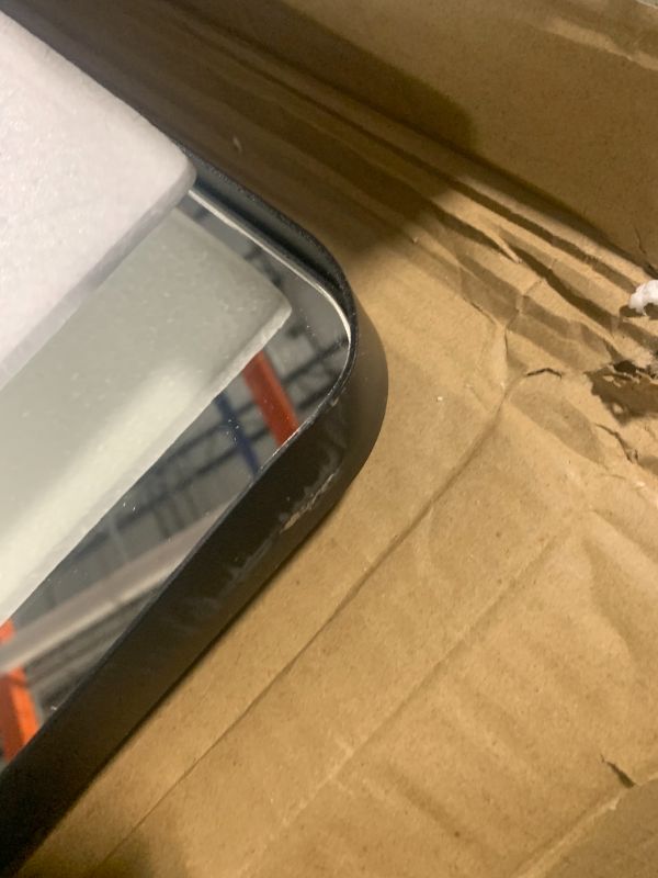 Photo 1 of *MINOR DAMAGE* JISOSO 24X36 Inch Black Bathroom Mirror, Black Metal Framed Mirror for Wall, Rounded Rectangle Matte Bathroom Vanity Mirror with Tempered Glass, Anti-Rust, Horizontal/Vertical