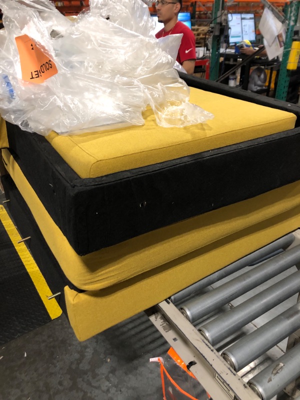 Photo 1 of ****3 PC SET****** BFD Mid Century Modern Loveseat Couch, 65" Extra Deep 2-Seat Sofa for Small Spaces, Yellow