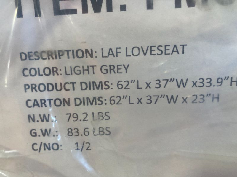 Photo 1 of ***PARTIAL SET LOVES SEAT PORTION ONLY*******Meibamake PARTIAL COUCH, GRAY RETAIL PRICE FOR WHOLE COUCH $1,213