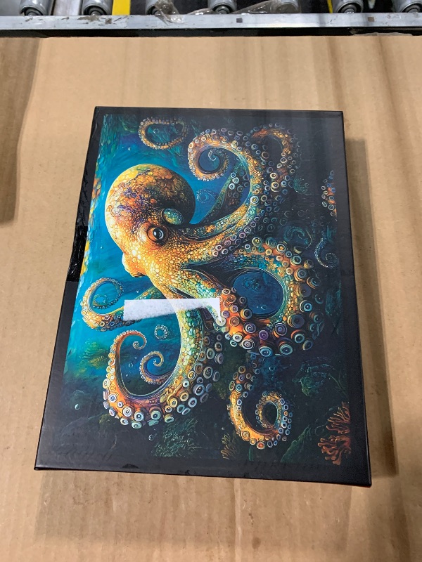 Photo 1 of 1000 Piece Puzzle for Adults - Deep Blue Octopus Jigsaw Puzzle, Intricate Underwater Art, Adult Challenge, Includes Poster & Storage Box