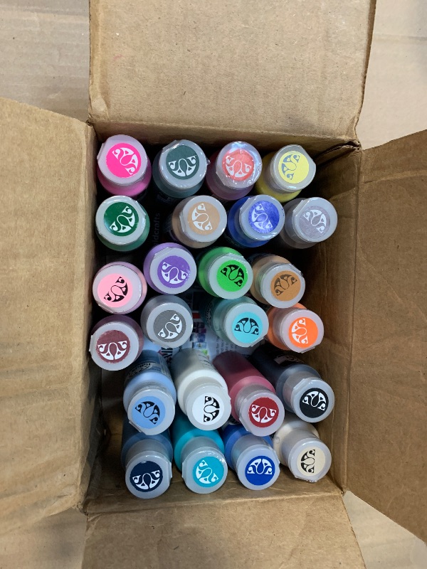 Photo 1 of ** NO BRUSHES ** FolkArt 99445 24 Bottle Acrylic Craft Paint Set with 10 Pack of Brushes, 2oz, Colors May Vary
