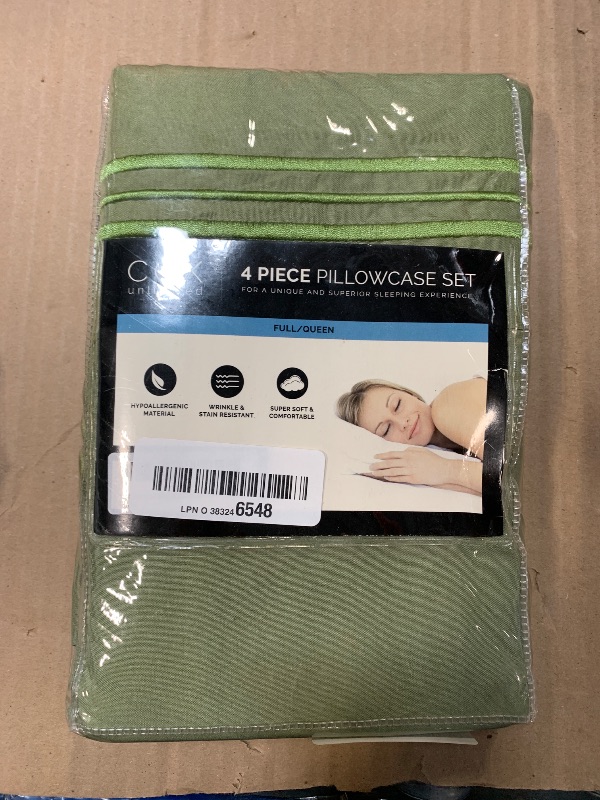 Photo 1 of **GREEN** Queen Pillow Cases Set of 4 - Ultra Soft Hotel Quality Pillowcase Covers - Comfy, Cozy & Wrinkle Free - Shrinkage, Stain & Fade Resistant - Machine Washable Pillow Protectors - 4 Piece Set - Dark Grey